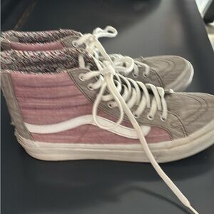 Vans Women's High-Top Sneakers - Pink and Gray